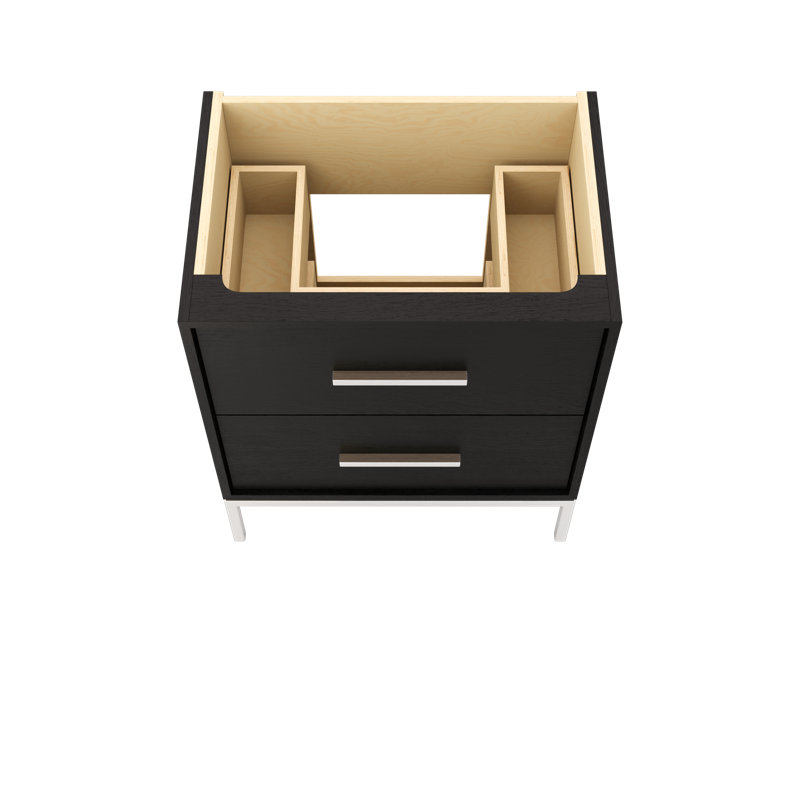 Rift White Oak Two-Drawer Single Bath Vanity, 30", Classic Black, Polished Chrome