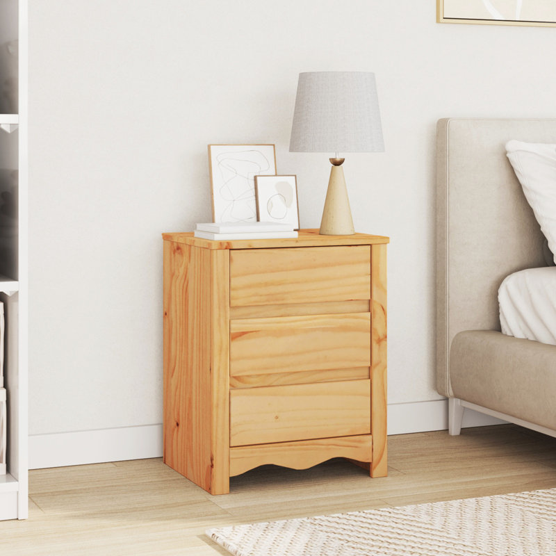 45cm W Solid Wood Bedside Table, Brown