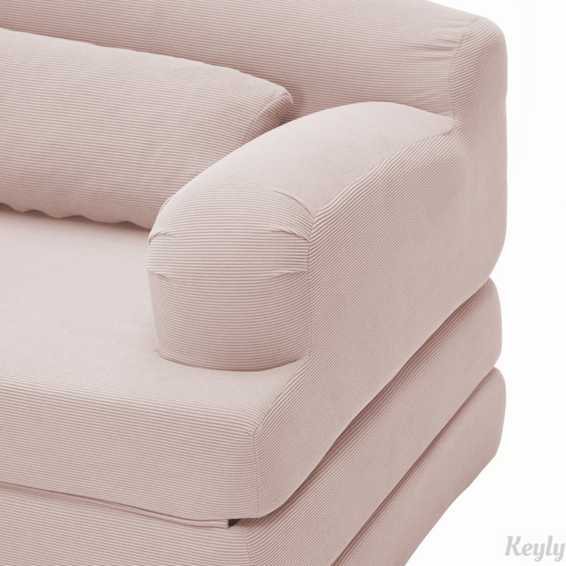 Canapé-lit en velours côtelé pliable, Velours bébé rose