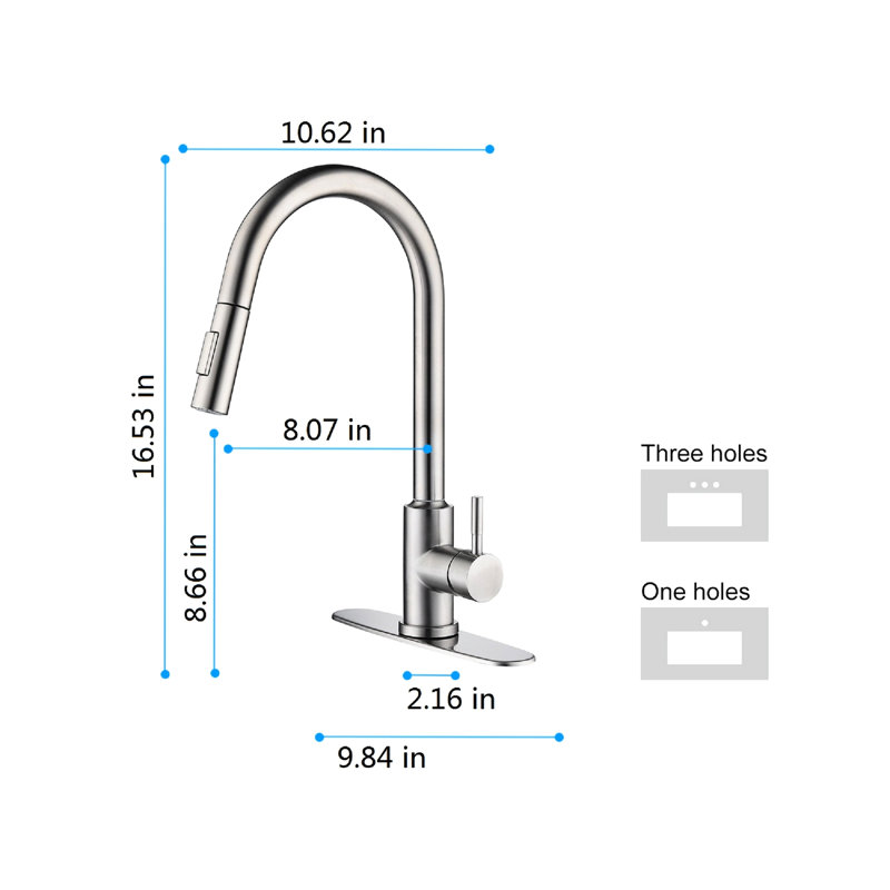 Touch Operated Kitchen Faucet With Pull-Down Spray - 360-Degree Rotation, Rust, Brushed Nickel, Stainless Steel Pull Down And Control Swivel, Stable Water Supply