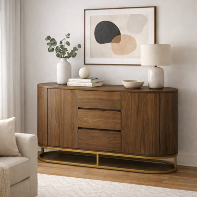 Modern Solid Wood Sideboard with Push-Open Doors, Live Edge Drawer Fronts, and Spacious Storage by Bayou Breeze