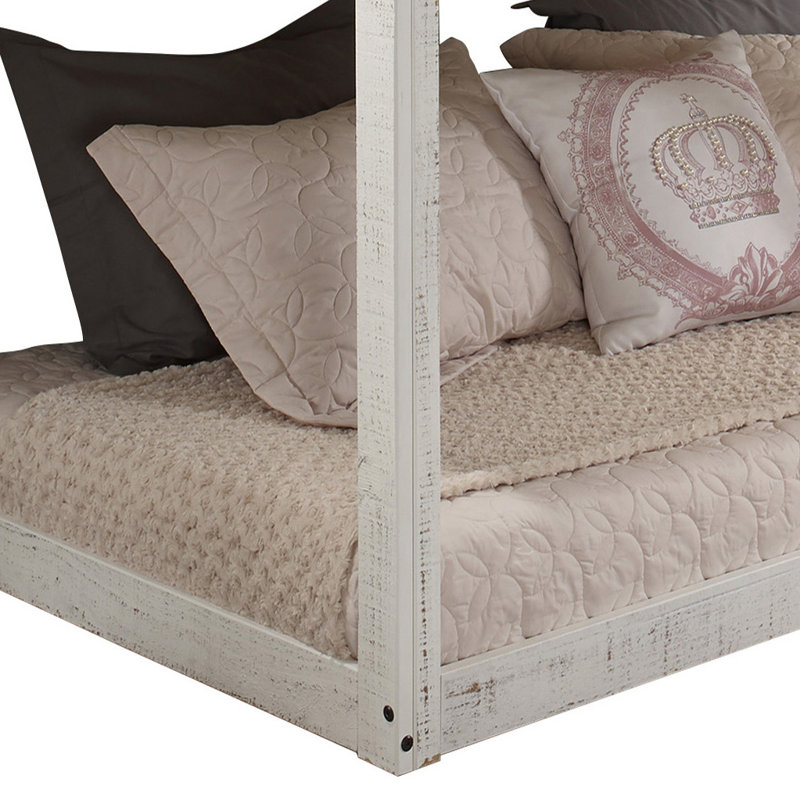 Lit superposé simple au-dessus de simple avec échelle intégrée, Blanc