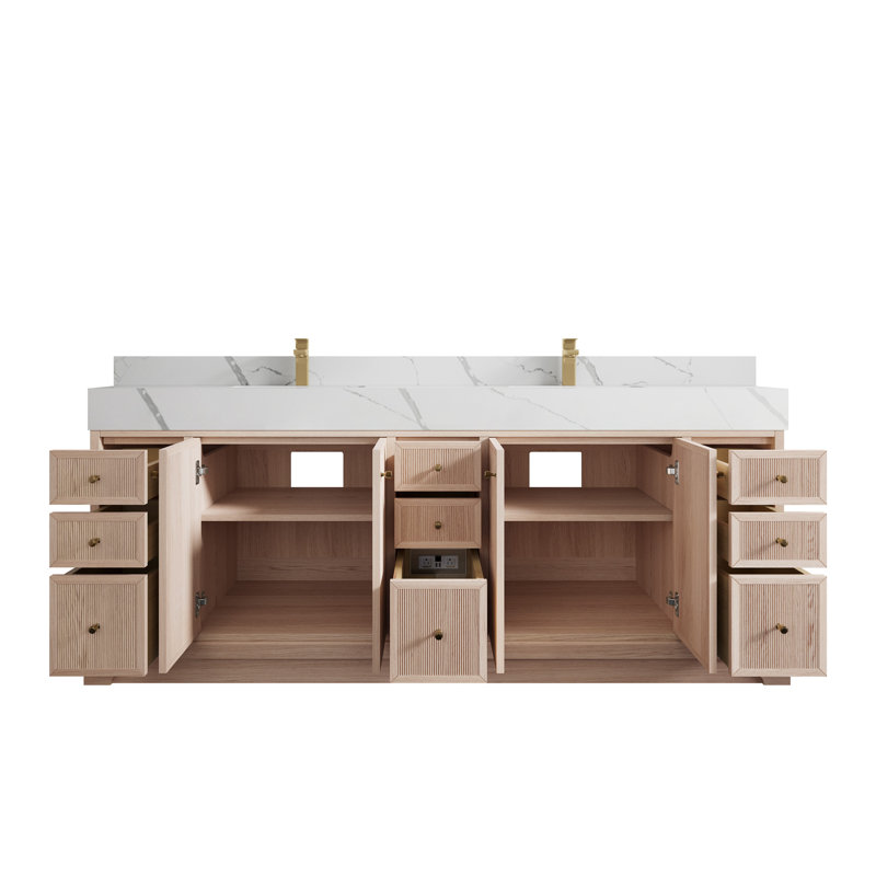 Ensemble de meuble-lavabo double 84 po Manhattan, Calacatta Laza