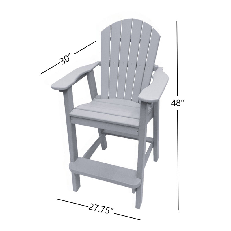 Chaise haute Adirondack Ansel, mobilier d'extérieur en poly, Gris