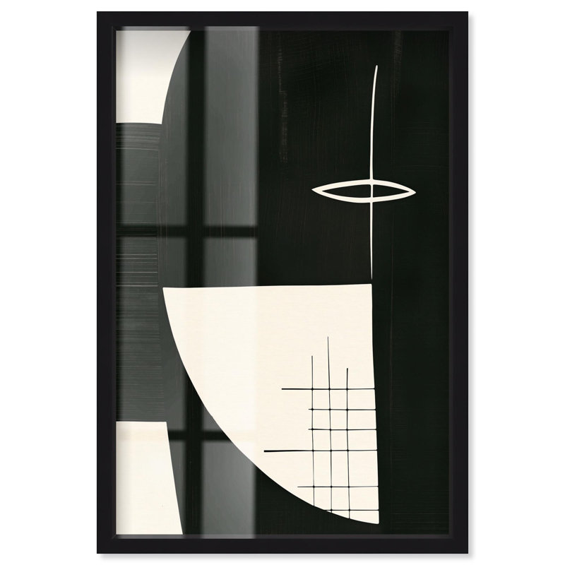 «Astrolabe I Minimalist Art Shadowbox» par Art Remedy, H 16 po x l 11 po, Noir