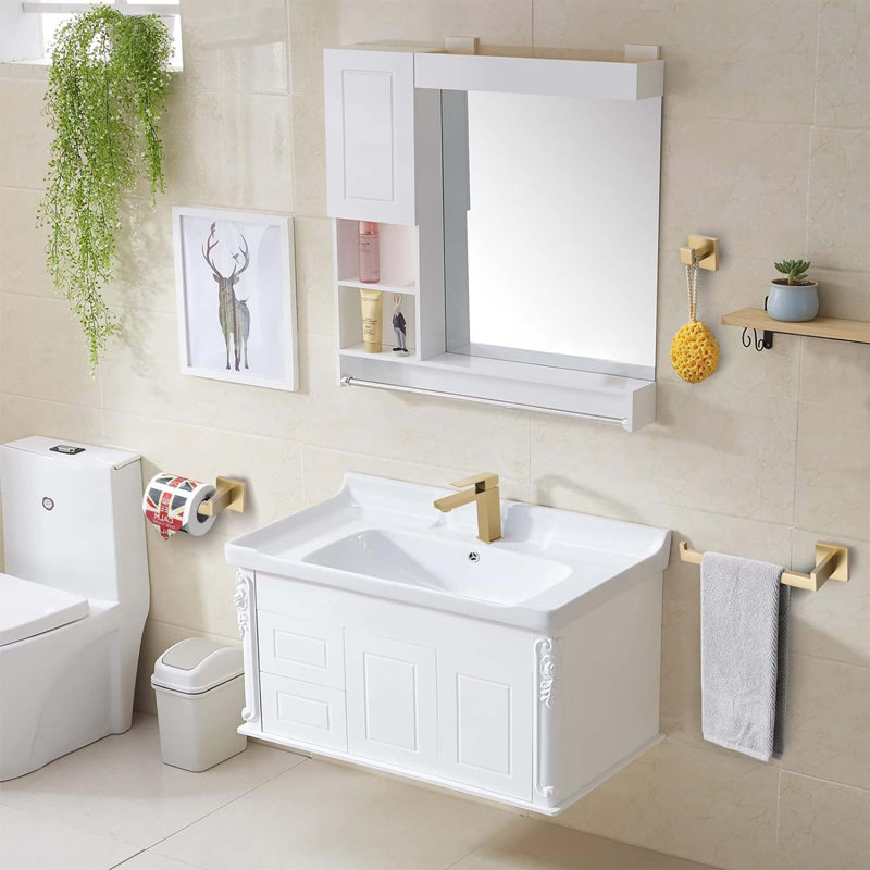 4 - Piece Bathroom Hardware Set, Brushed Gold