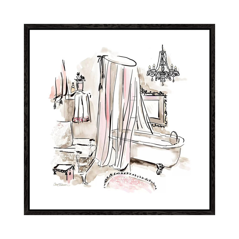 Pink Opulence I by Carol Robinson - Painting on Canvas, 45.72 cm H x 45.72 cm W, Black Framed