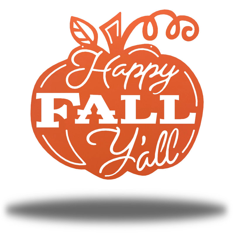 Décoration murale Anansa Happy Fall Y'all Pumpkin, Corail, H 24 po x l 24 po x P 0,013 po