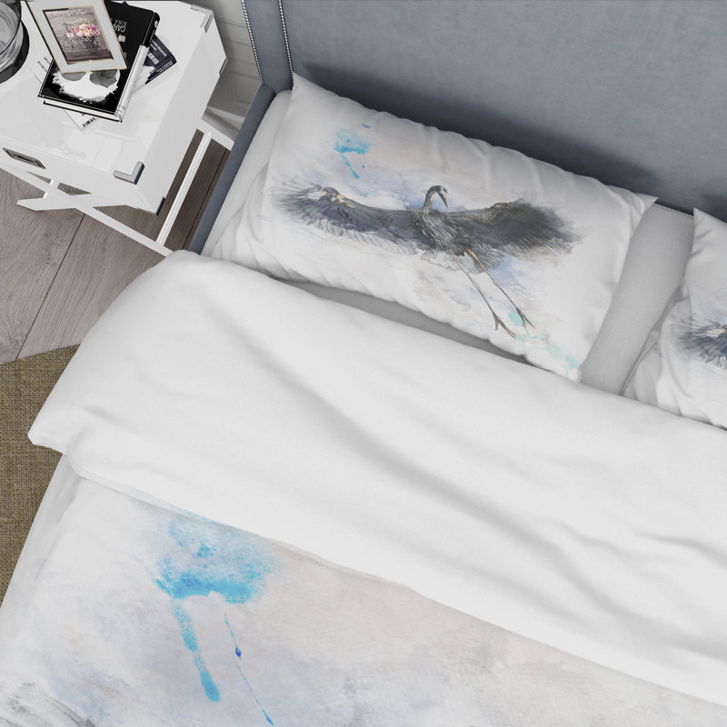 Great Blue Heron Bird - Ensemble de housse de couette Farmhouse - Microfibre de polyester