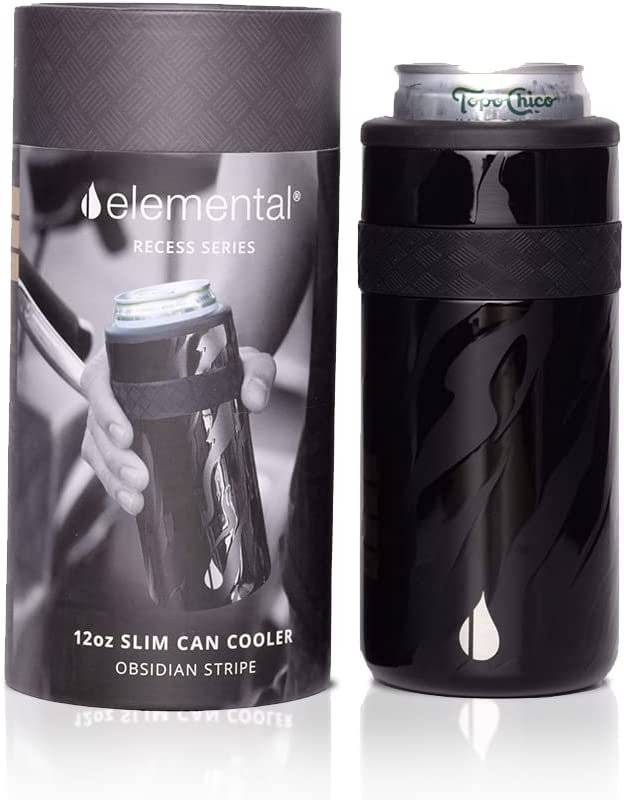 Refroidisseur de canettes Elemental Slim, isolant à trois parois en acier inoxydable pour boissons isolantes