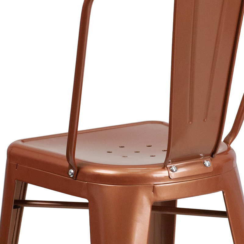 Tabouret de bar Iddings, Cuivre lustré, 1, Tabouret de comptoir (siège d'une hauteur de 24 p