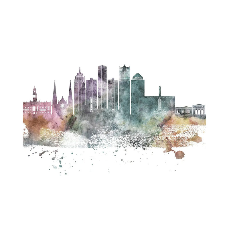 Detroit Pastel Skylines - Wrapped Canvas Print, 66.04 cm H x 45.72 cm W