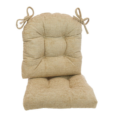 CloudFIll Chair Cushions for Kitchen, Dining Chairs Set of 2, Chair Pads with Ties, Tufted CloudFIll Seat Cushion 2 Pack, 15" x 15" x 3.5", Simone Flax