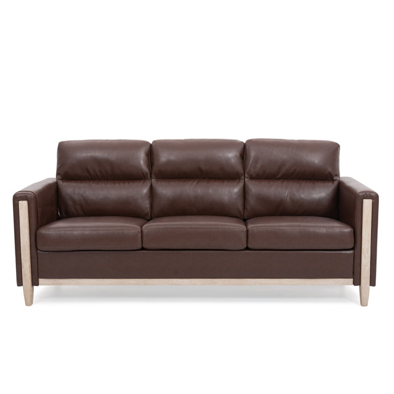 Canapé confortable en bois massif à trois places - Coussins moelleux, durables et durables, canapé-lit de 79,5 po pour le salon