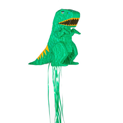 Fax Potato - Pinatas Dinosaur Pull String Cardboard Pinata - W41cm x D15cm x H45cm - Green