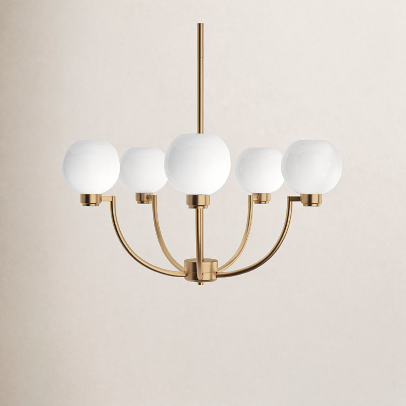 Lustre unique à 5 lumières Andrea, Laiton satiné