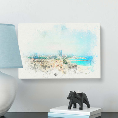The Barcelona Skyline In Spain In Abstract - No Frame - Wrapped Canvas