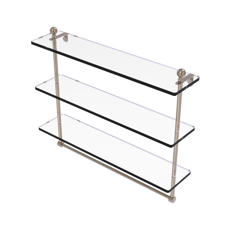 Gober 3 Piece Tiered Shelf with Towel Bar, 22", Antique Pewter