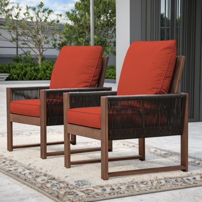 Ensemble de conversation en bois pour 2 personnes avec coussins