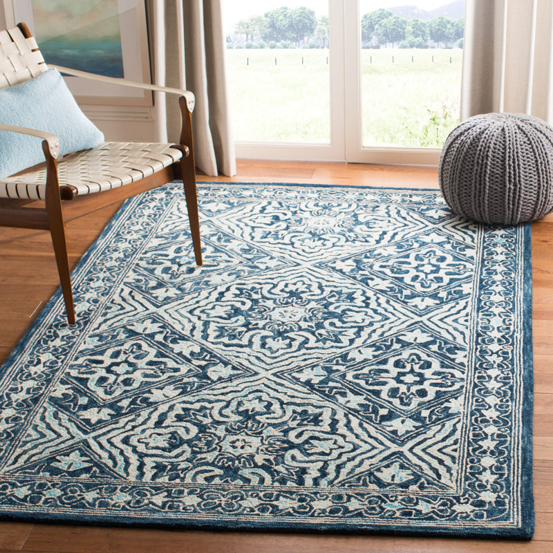 Rubalcava Hand Tufted Wool And Cotton Oriental Rug, Rectangle 8' x 10'