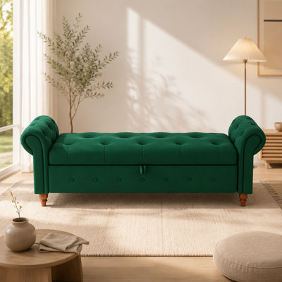 63" Bed Bench Green Velvet