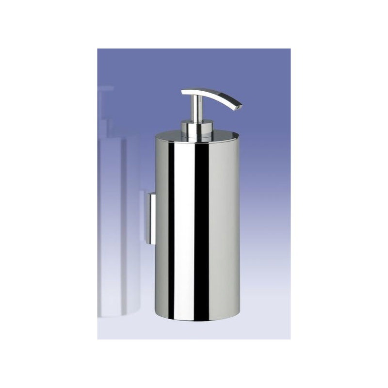 Distributeur de savon rond en laiton mural Complements, Nickel satiné