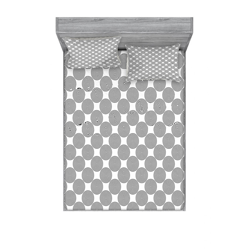 Microfiber Geometric Sheet Set, Full Sheet Set with Fitted Sheet
