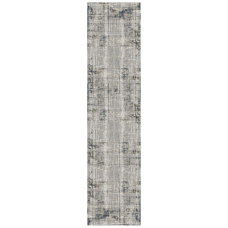 Elynna Transitional Abstract Durable Performance Blue/Gray Area Rug, Runner 2'8" x 10'