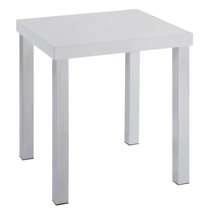 Table de bout blanche ultrabrillante et chrome