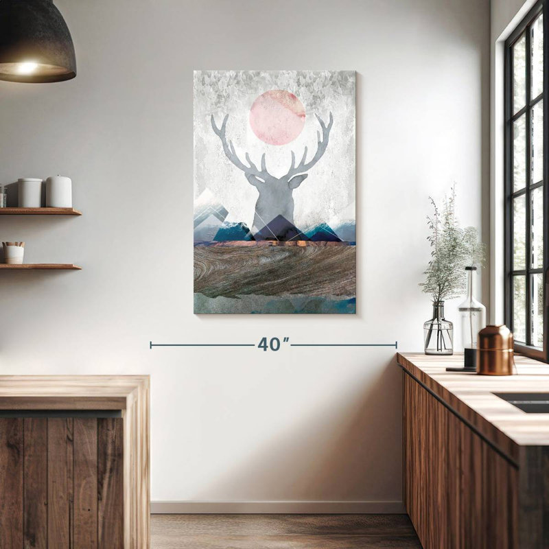 Brampt Deer And Mountains, 39" H x 26" W