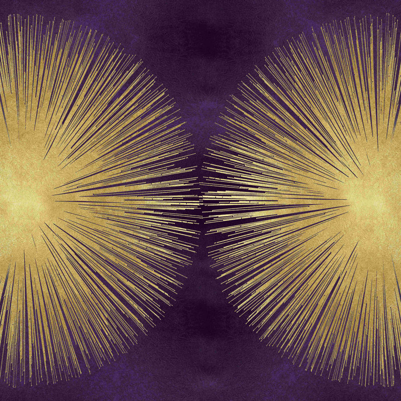 Sunburst Gold sur mauve II - peinture sur toile tendue, H 12 po x l 12 po
