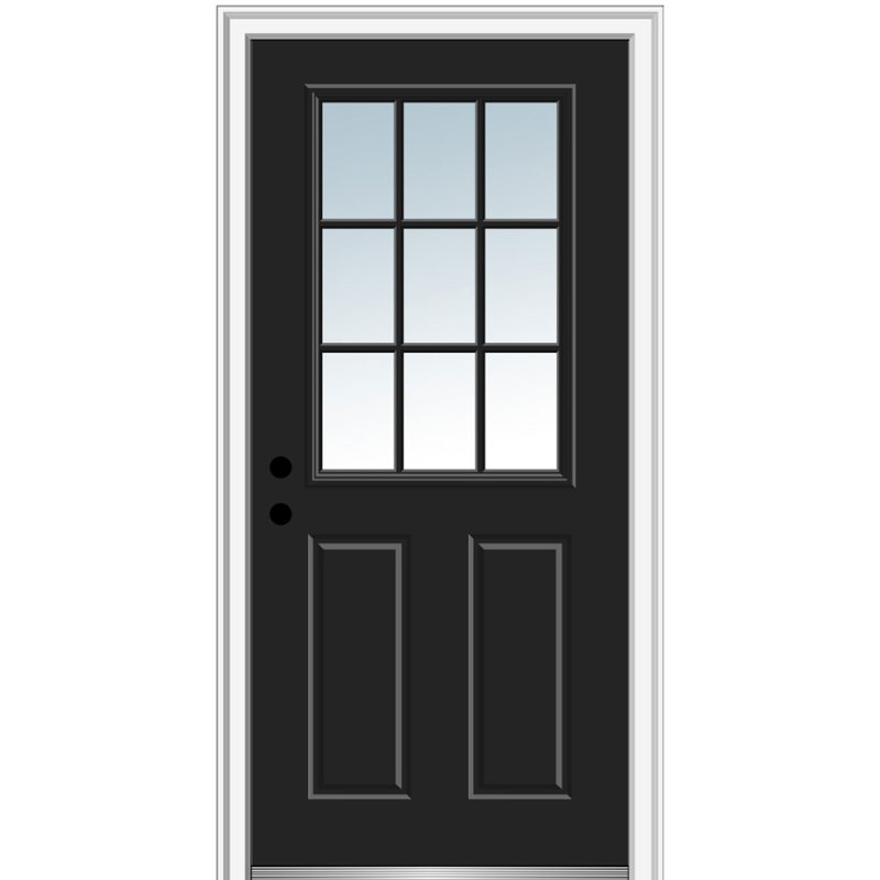 Porte d'entrée pré-montée, Droite / vers l'intérieur, H 81,75 po x l 33,5 po x P 6,56 po, Noir, noir, noir, noir