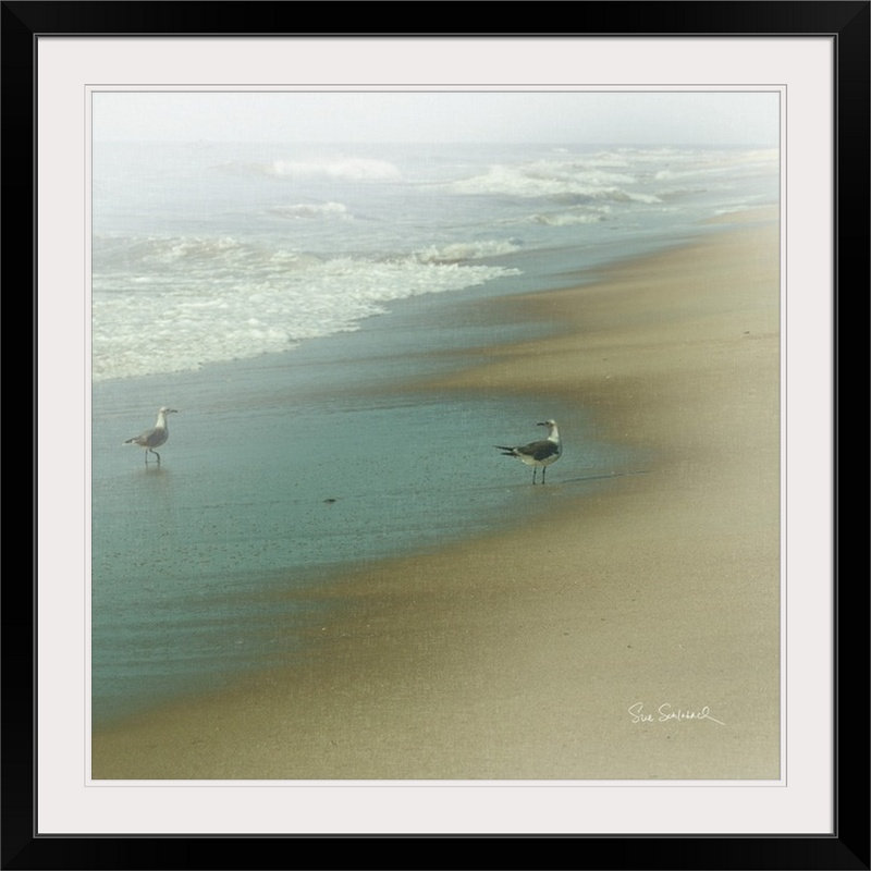 " Seabirds " by Sue Schlabach, Black Frame, 24" H x 24" W x 1" D