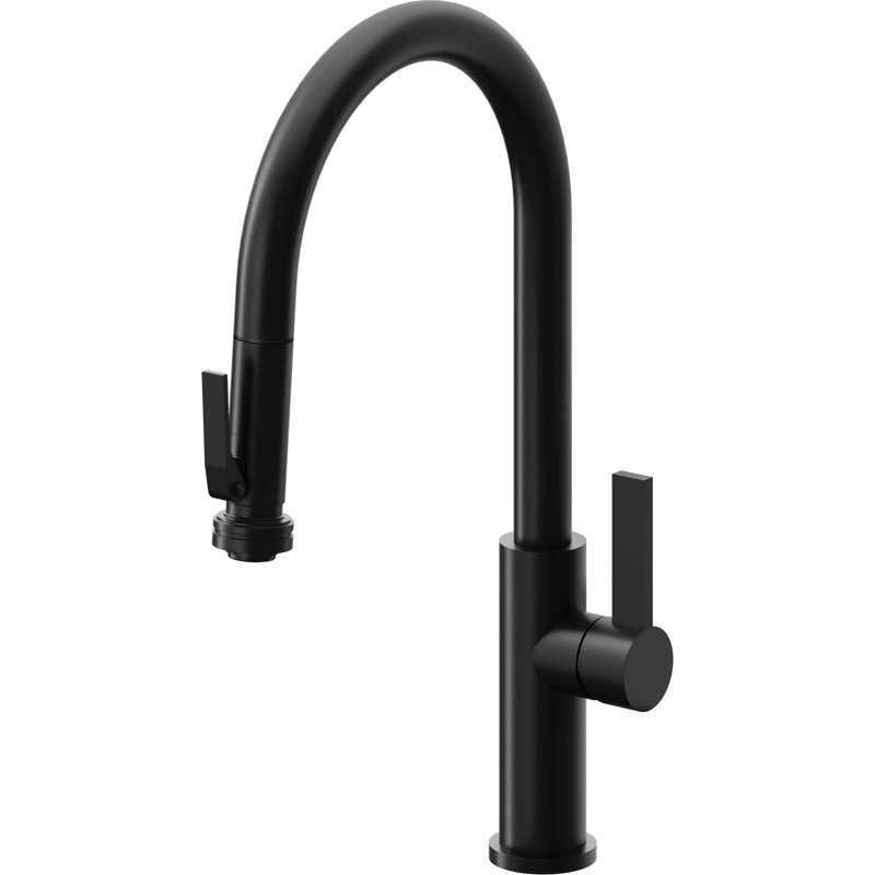 Corsano Contemporary Pull Down Kitchen Faucet with Squeeze Sprayer High Arc Spout in BFB Series Handle, Matte Black