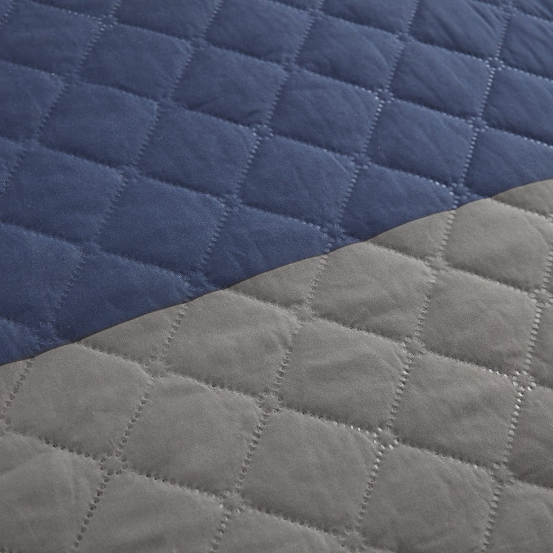 California King Blue Microfiber 7-Piece Bedspread Set