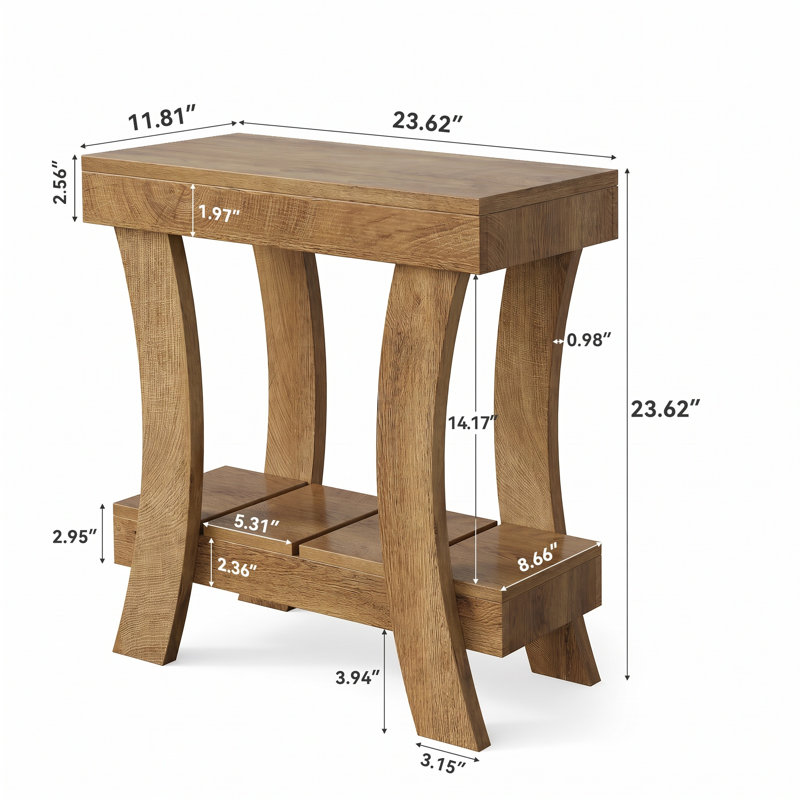 Pedestal End Table, Brown