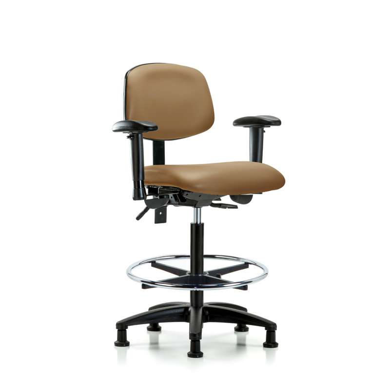Noah Vinyl Drafting Chair, Glides, Included, Taupe