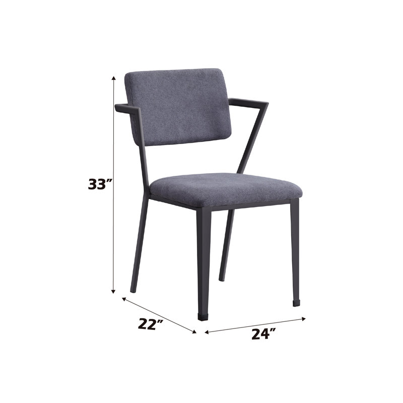 Siège de bureau gris en tissu et bronze industriel - Stationnaire avec assise rembourrée et rembourrée, Métal industriel