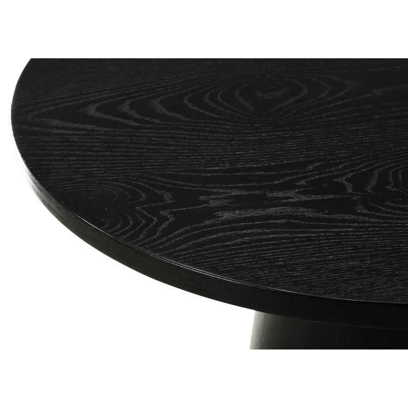 Table de bout ronde 15 po H 15 po noir ébène avec grain de bois naturel attrayant, 15.01" H x 22.06" L x 22.14" W