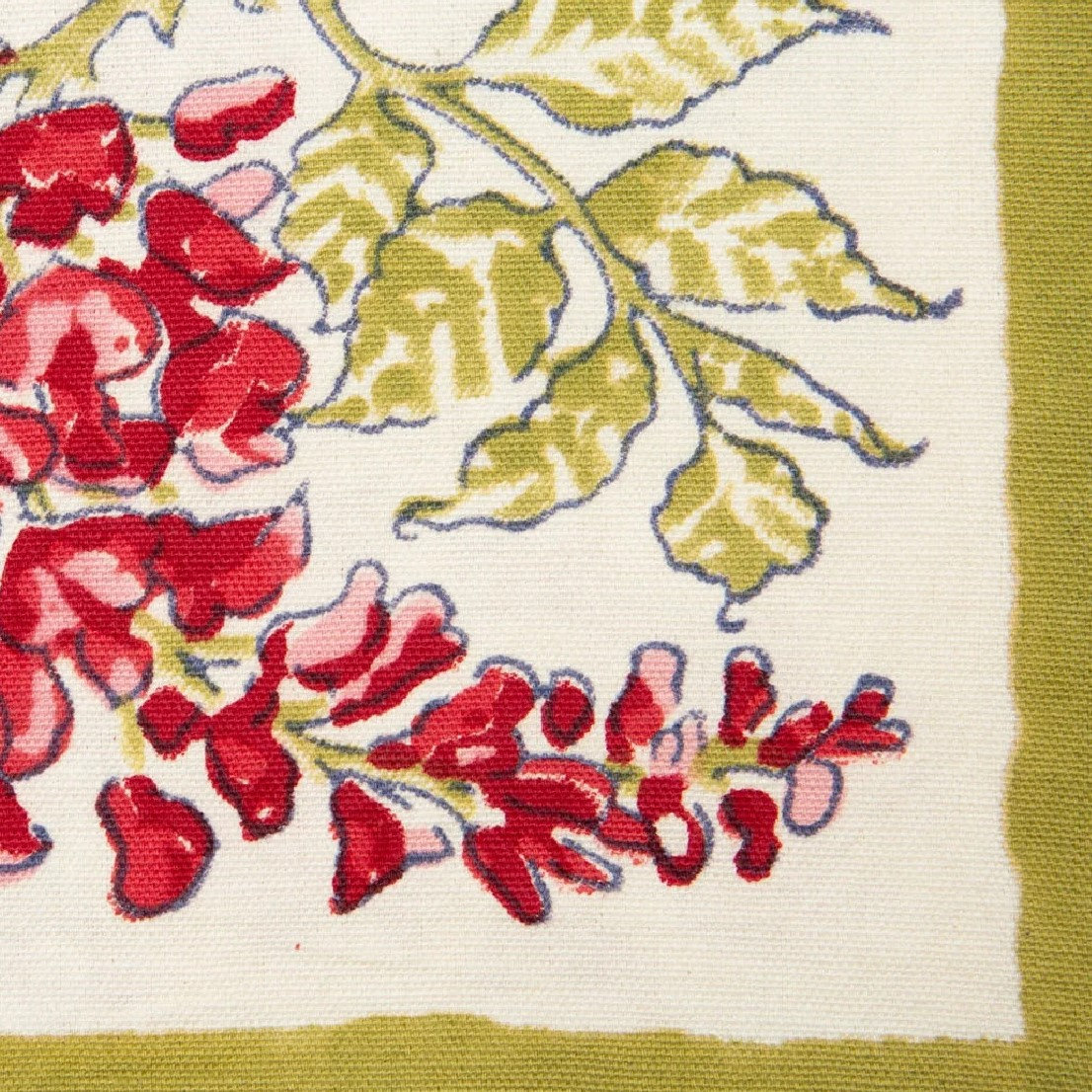 Kappa Floral Tea Towel Kitchen Towel, Olive Green/Pink/Ivory/Red