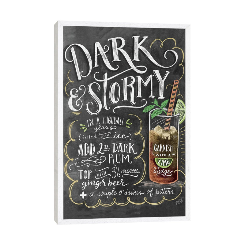 Dark And Stormy Recipe by Lily & Val - Floater Frame Print on Canvas, 66.04 cm H x 45.72 cm W, White Framed Canvas