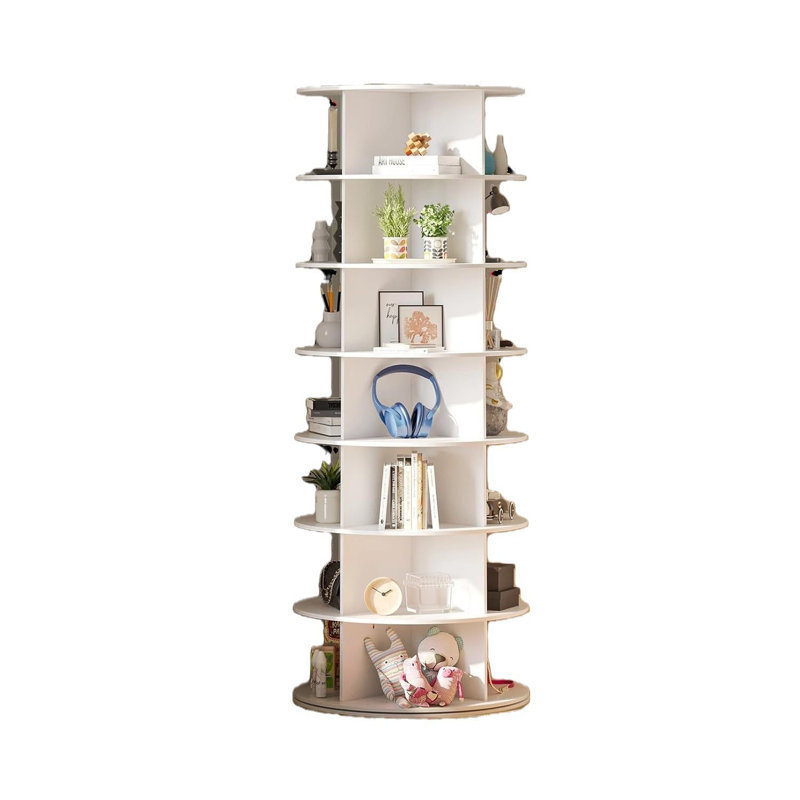7-Tier Rotating Shoe Rack Tower - 360° Spinning Shoe Display and Vertical Carousel