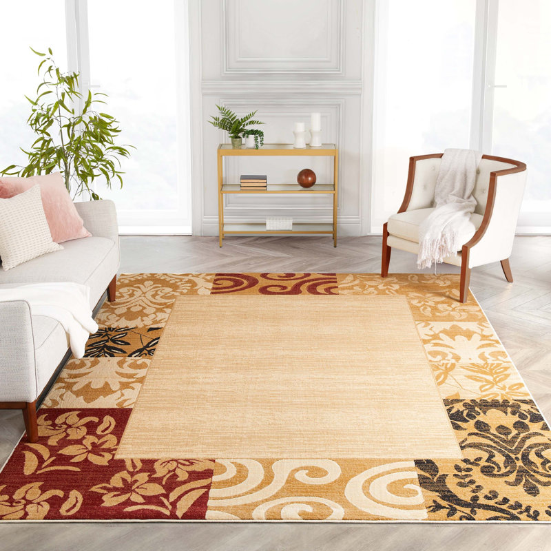 Sabin Damask Indoor Rug, Rectangle 9'3" x 12'6"