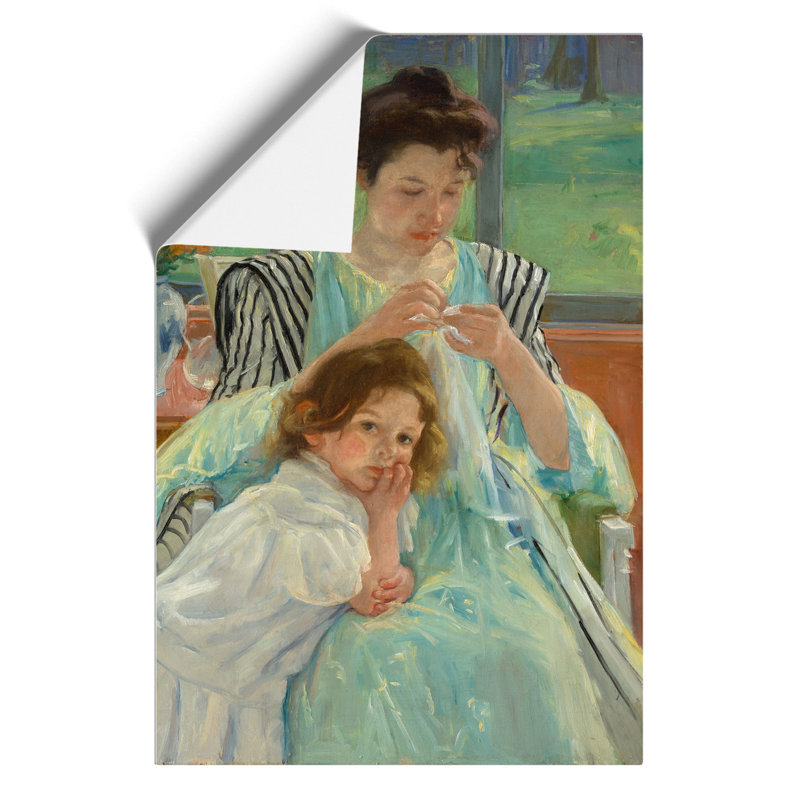 Young Mother Sewing by Mary Cassatt - No Frame Painting, 30cm H x 21cm W x 0.1cm D