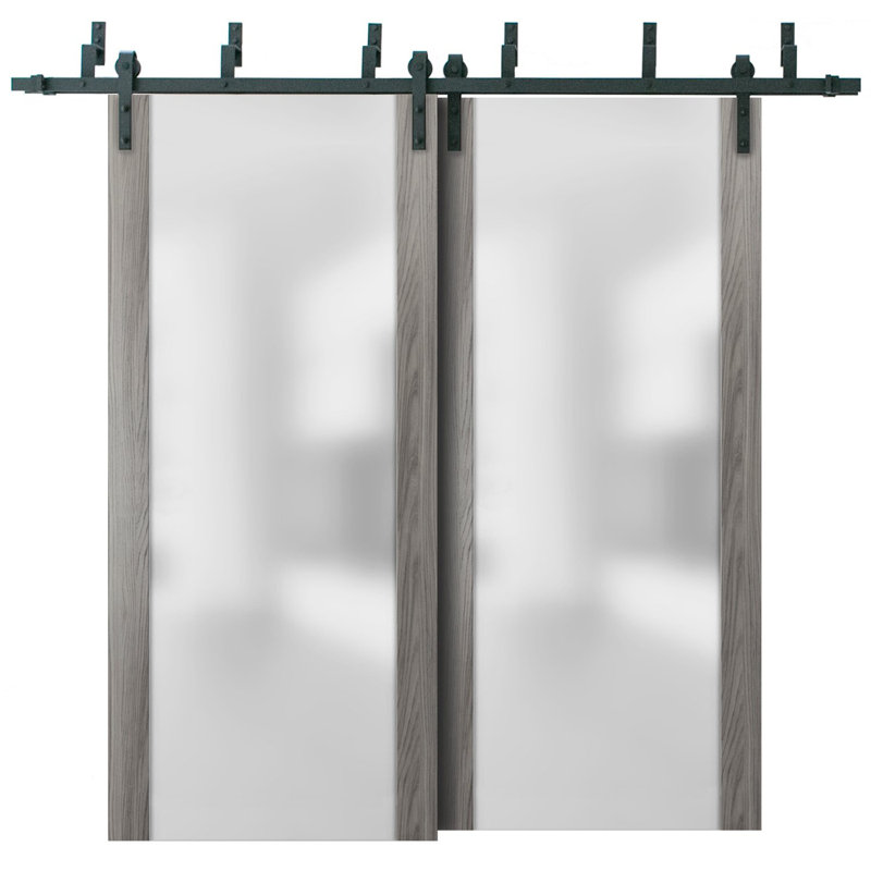 Portes coulissantes en verre givré Planum, 48 po x 80 po, Frêne miel