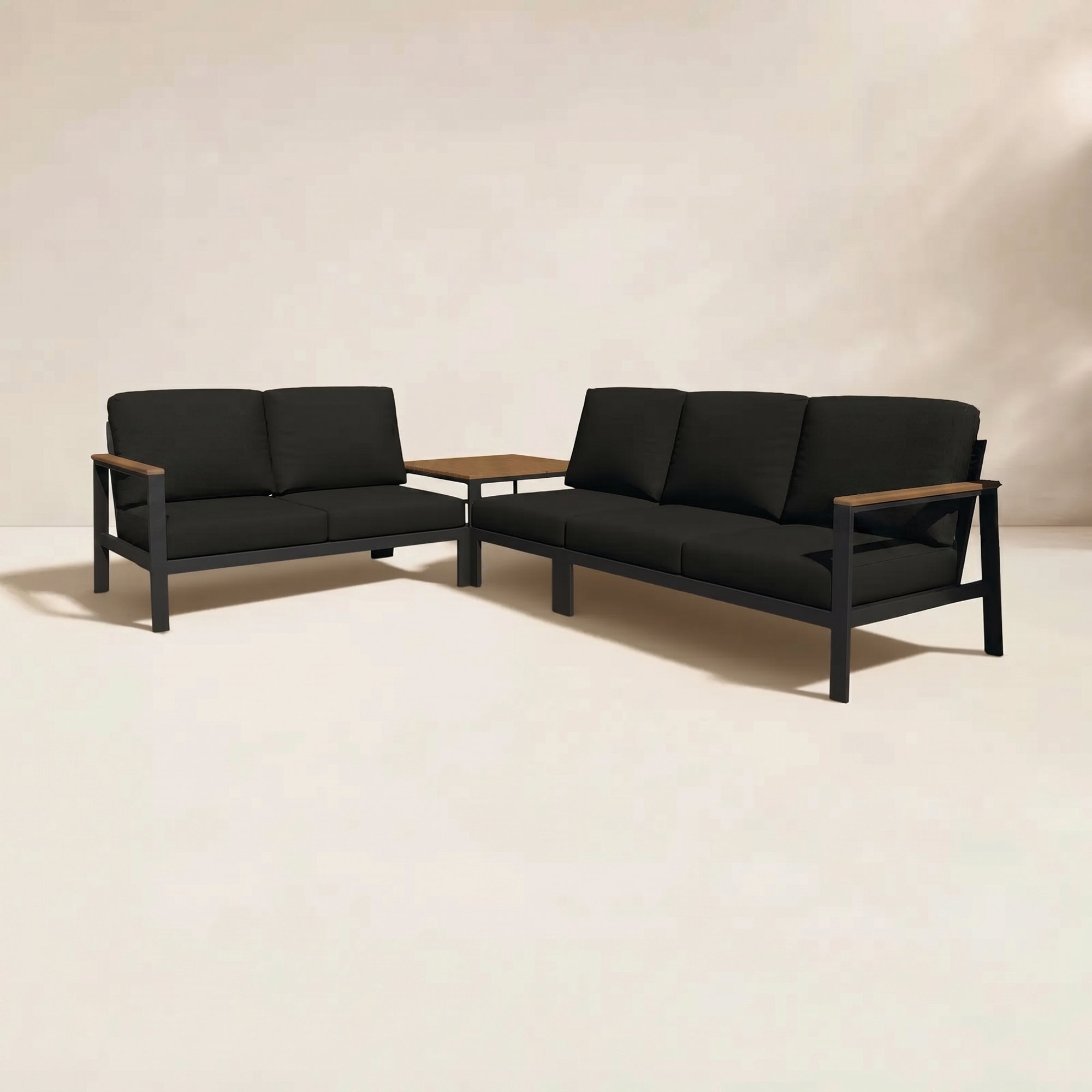 Townsend Outdoor 5 Person Sectional Seating Group With Sunbrella Cushions, Black
