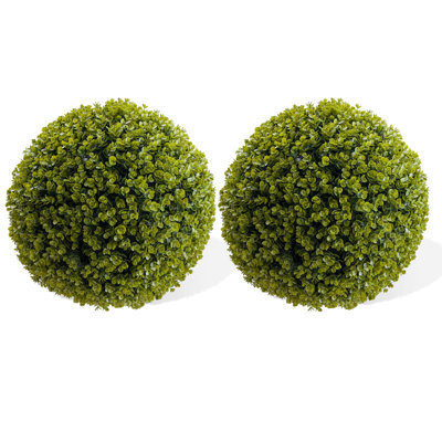 Lifelike Artificial Boxwood Topiary Balls Set of 2 – 17.7" Eucalyptus Grass Spheres with Hanging Chain, UV Protected Greenery for Indoor Outdoor Garden & Wedding Décor, Diameter 45CM, Eucalyptus grass ball