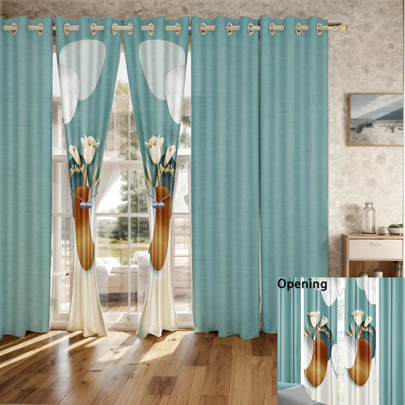 Ensemble de literie 9 pièces toutes saisons en microfibre de bambou avec rideaux