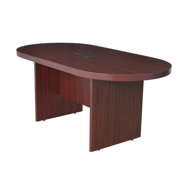 Table de conférence Nickyla Racetrack avec port de charge, Acajou, H 29 po x L 71 po x l 35 po