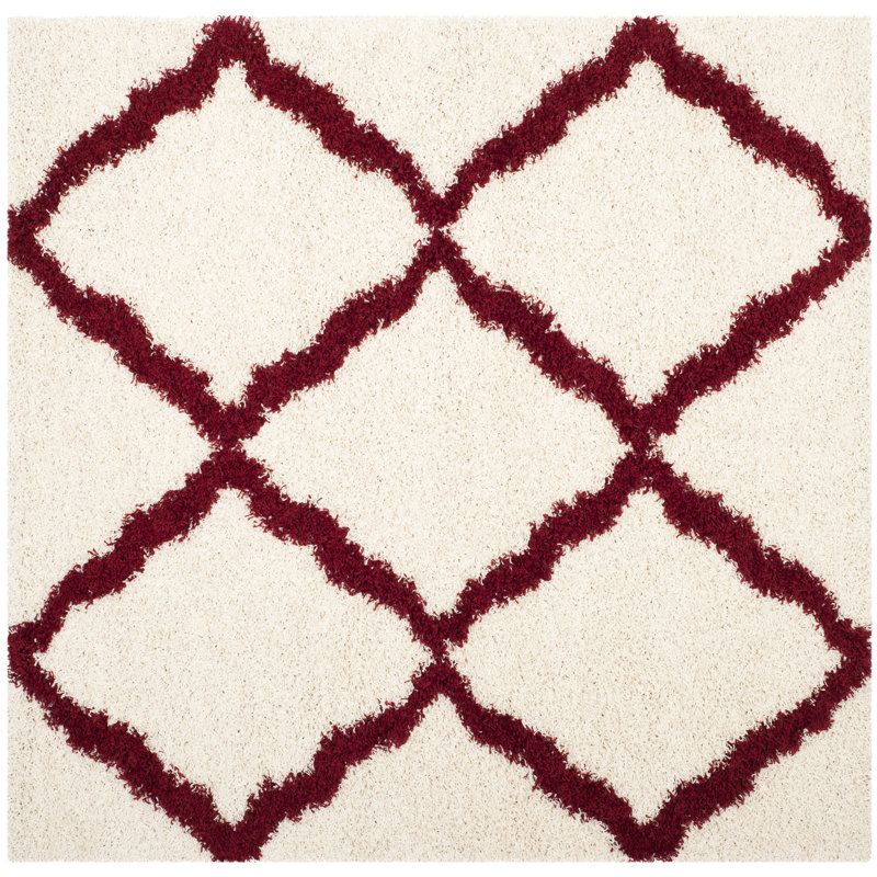 Tapis à poils longs Alonnah, Rouge, Carré 6 pi